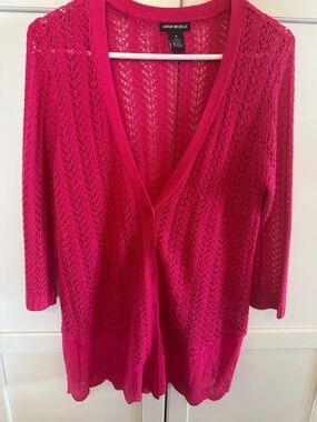 Lauren Michelle Openwork Knit Cardigan - Bright Fuchsia